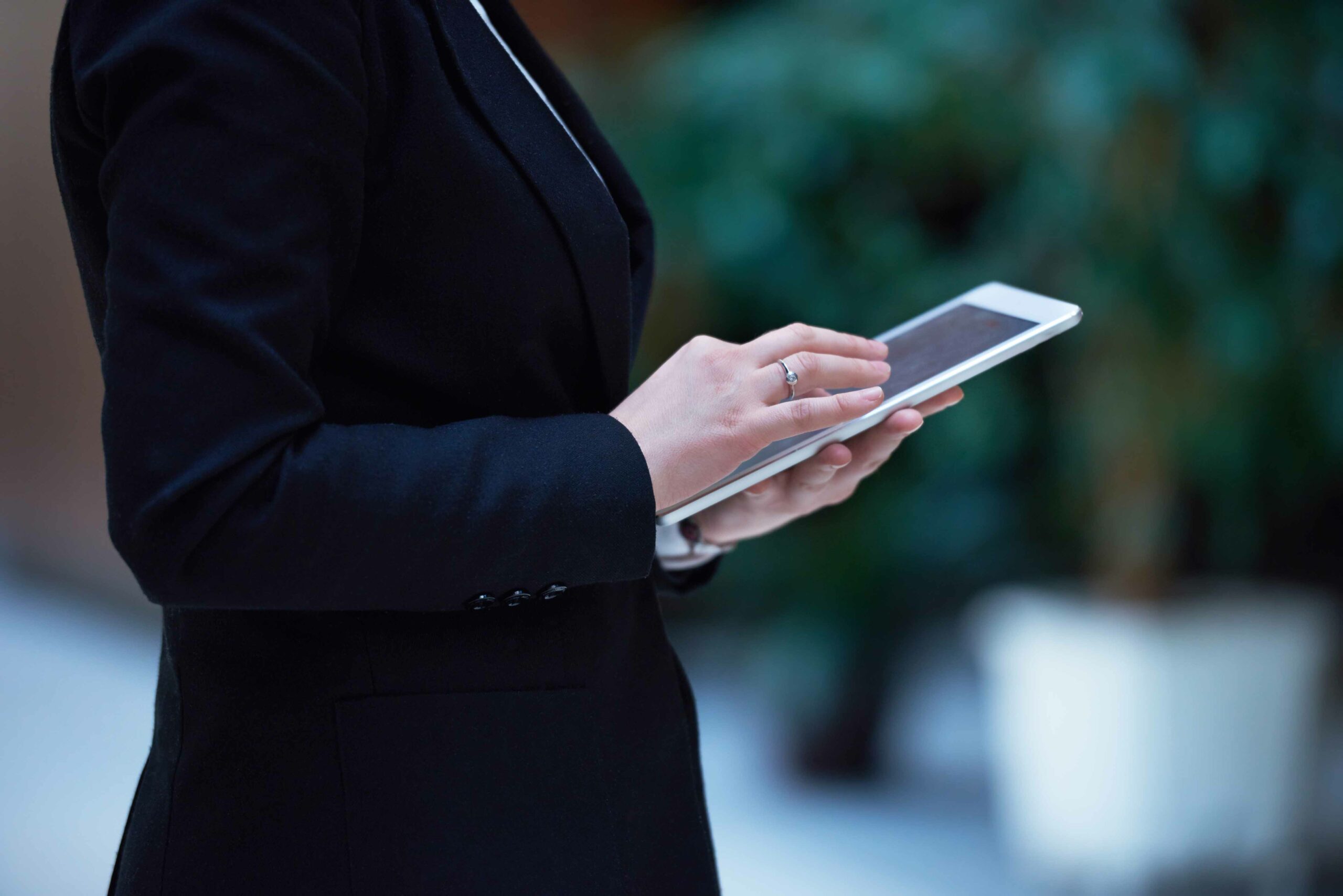 business woman working on tablet